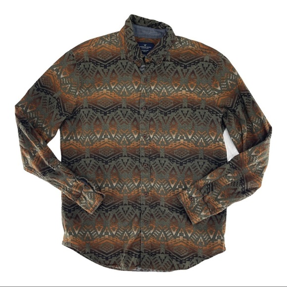 American Eagle Mens Classic Fit Southwestern Button Down Shirt Size M - Picture 5 of 7